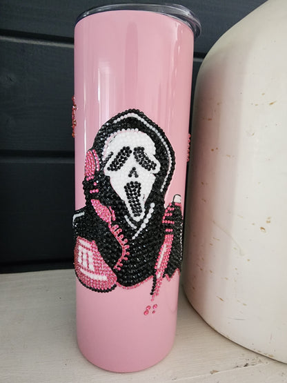 Pink Ghost Face tumbler